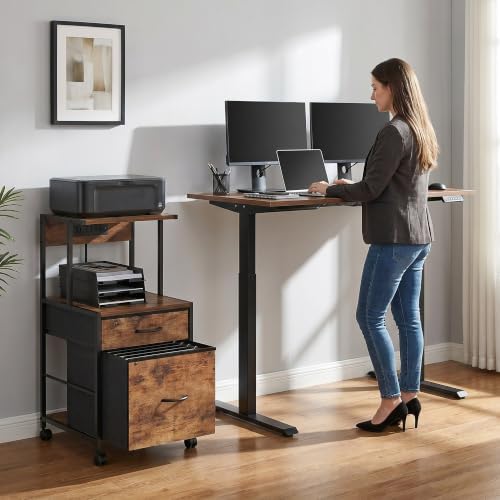 Printer Stand with Charging Station, File Cabinet for Home Office - Image 3