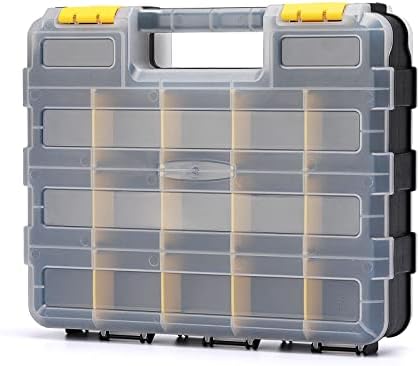 Mayouko Double Side Tools Organizer, Customizable Removable Plastic Dividers, Hardware Box Storage, Small Parts Organizer, 34-Compartment, Black/Yellow - Image 2
