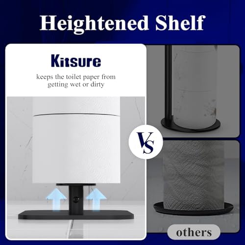 Kitsure Metal Toilet Paper Holder Free Standing, Medium - 2 Pack, Black - Image 4