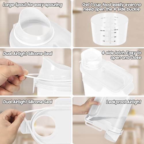 LEAWALK Cat Dog Pet Food Storage Container 5-7Lbs BPA-free (White 2Pack) - Image 2