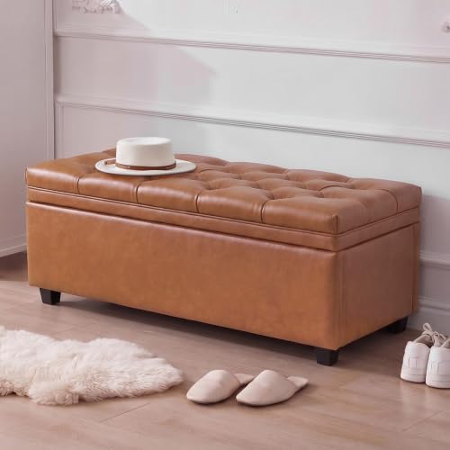 Mangodan 43 Inch Storage Ottoman, Tufted Ottoman with Storage - Image 7