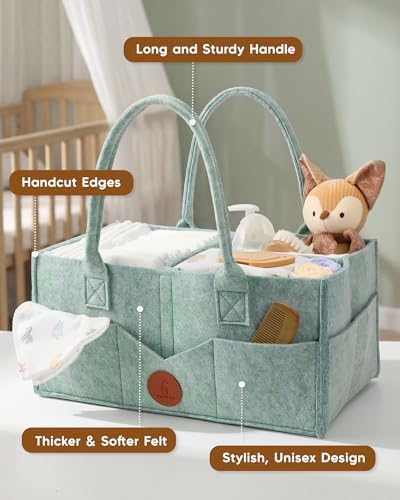 Maliton Felt Diaper Caddy Organizer for Changing Table - Large, Green - Image 3