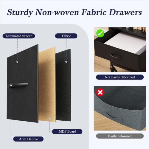 Faesun 22IN Mobile Filing Cabinet, Rolling File Cabinet with Fabric Drawers - Image 7
