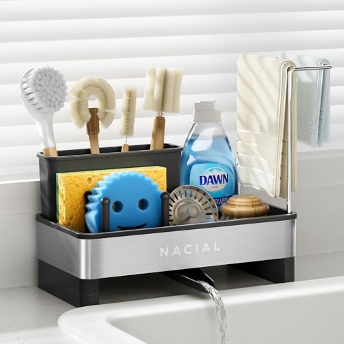 Nacial Kitchen Sink Organizer, Sink Caddy with Sponge & Tall Brush Holder by NacialPromise-Consumersfirstalways