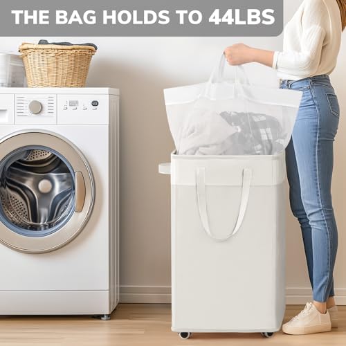 Goodpick 75L Laudnry Basket with Wheels & Removable Wash Bag for Dorm - Image 6