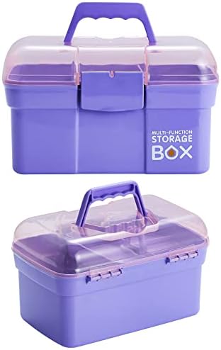 Kinsorcai 11'' Plastic Box Organizer with Removable Tray, Sewing Box Organizer (Purple) - Image 3