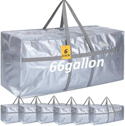 6 Pcs 66 Gallon Extra Large Moving Bags Heavy Duty Storage Bag by Clysee