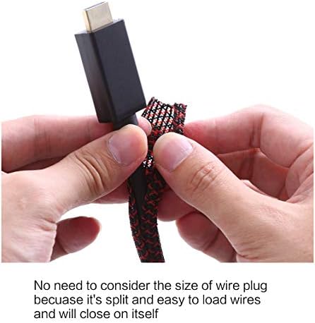 Alex Tech 25ft - 1/4 inch Cord Protector Wire Loom Tubing Cable Sleeve Split Sleeving for USB Cable Power Cord Audio Video Cable – Protect Cat from Chewing Cords - BlackRed - Image 2
