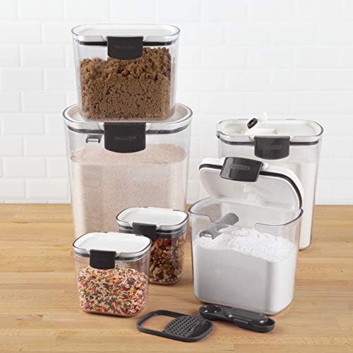 Progressive ProKeeper Baker's Airtight Kitchen Storage Canister Container Set for Flour, Sugar & More, Keeps Ingredients Fresh, with Accessories (Black Latches, 6- Piece) - Image 3
