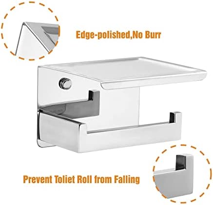 HITSLAM Toilet Paper Roll Holder Polished Chrome, Adhesive Mount,No Wobble - Image 5