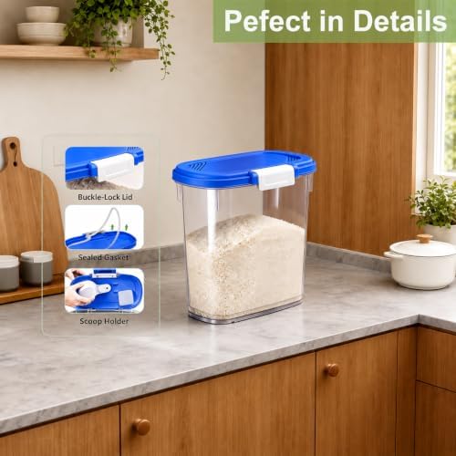 Large Rice Storage Container 15-20 Lbs, Tall Flour Container Dry Food Bin - Image 7