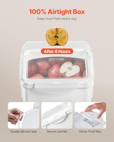 VEVOR Rice Storage Container, 3.5Gal/15Lx2 + 4.5Gal/20Lx2 Large Dog Food Dispenser Bin, Kitchen Ingredient Grain Cereal Bin, Pet food Containers with Wheels, 4 Measuring Cups, Airtight Lid, 4 Pack - Image 3