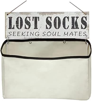 Maida Laundry Room Wall Décor Accessories Canvas Bag Basket Lost socks Funny Wood Sign Organization by Maida