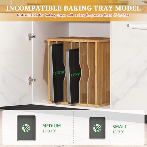 7 Tier Rubber Wooden Tray Dividers for Cabinets, Cookie Sheet Organizer - Image 4