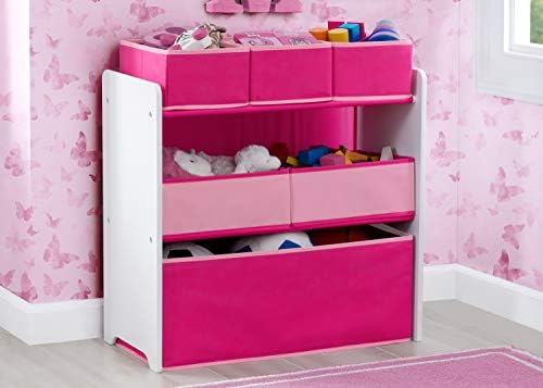 Delta Children Design and Store 6 Bin Toy Organizer, White/Pink - Image 2
