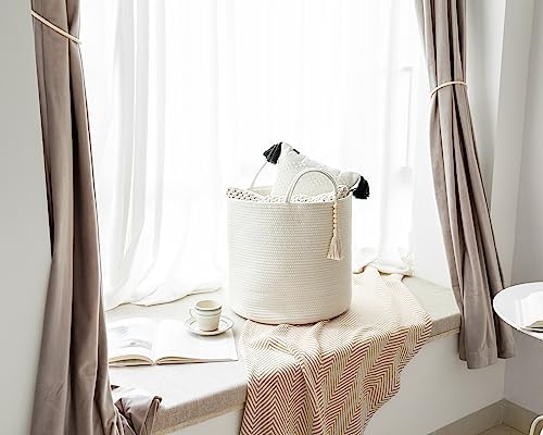 Mkono Woven Storage Basket for Blanket, Toys Plant Organizer, 15"W x 17.7"L - Image 3
