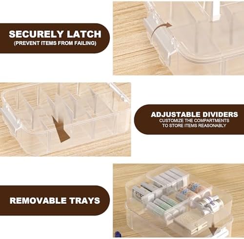4 Ties Craft Storage Box with Handle with 20 compartments and 2 Trays - Image 4