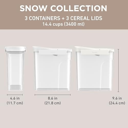 Bentgo Pantry - 6-Piece Airtight Cereal Containers, Easy Push & Pour Lid, Stackable & Clear BPA-Free Storage, Locking Lids for Freshness – Ideal for Kitchen & Pantry Organization (Snow) - Image 6