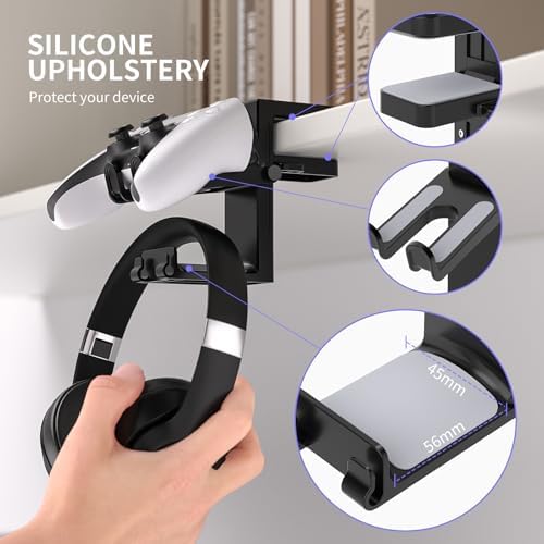 Adjustable Headphone Stand Desk-Sided Clamp Headphone Hanger with Handle PC Gaming Headset Holder (Under Desk with Handle) - Image 3