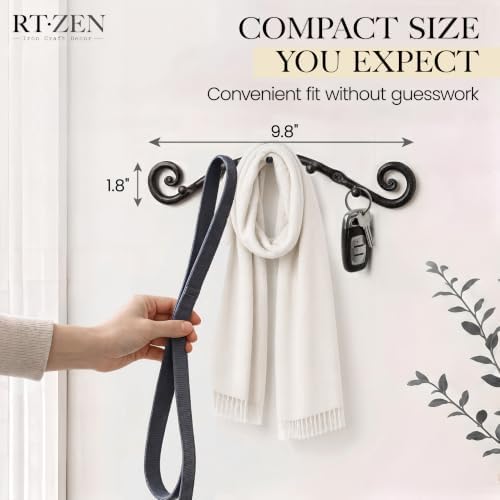 RTZEN Farmhouse Small Key Holder for Wall, Wrought Iron Wall Mount Rack - Image 2