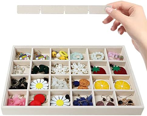 Stratalife 24 Grid Velvet Jewelry Organizer Tray, 13.8" x 9.4" x 1.2" - Image 2