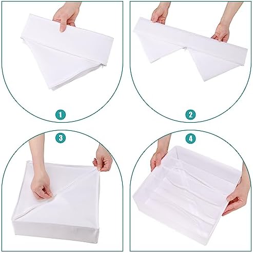 Bra Storage Drawers Organizer for Clothing Underwear Drawer Organizer Dividers Foldable Storage Cube Bins for Bra,Socks, Underwear,3 Pack （White） - Image 5