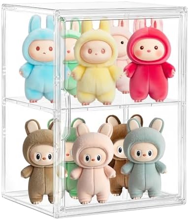 LXLXXL 2 Tiers Clear Acrylic Display Case with Removable Shelf for Figures by LXLXXL