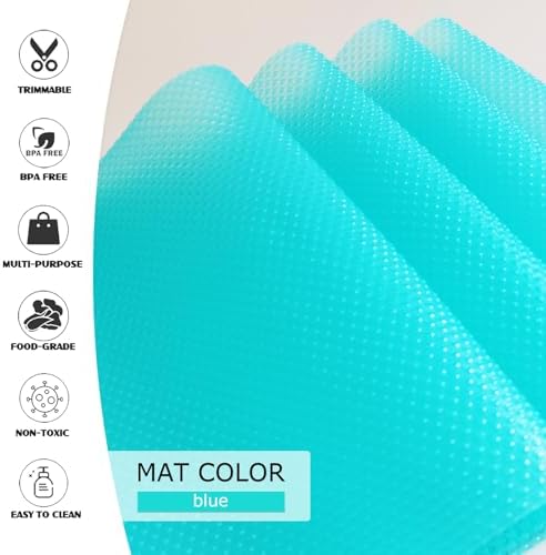 10Pcs Refrigerator Liners, Washable Fridge Liner Shelf Mats Refrigerator Pads for Cupboard Cabinet Drawer Home Kitchen Accessories Organization (Blue) - Image 3