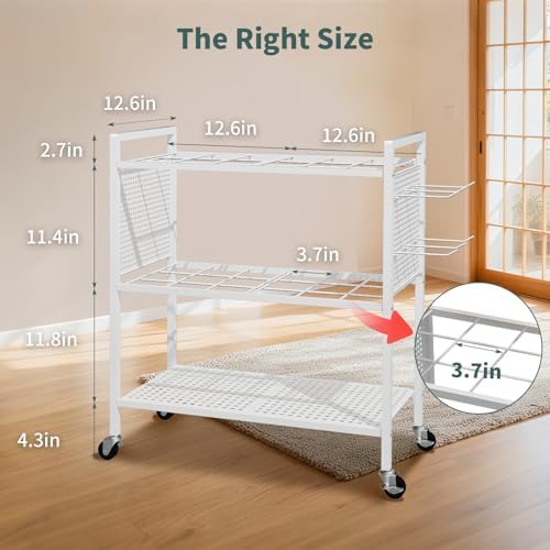 Wrapping Paper Organizer Storage with Wheel Cart, 18 Slap Bands & 6 hooks - Image 2