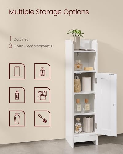 VASAGLE Small Storage Corner Floor Cabinet with Door, Cloud White - Image 4