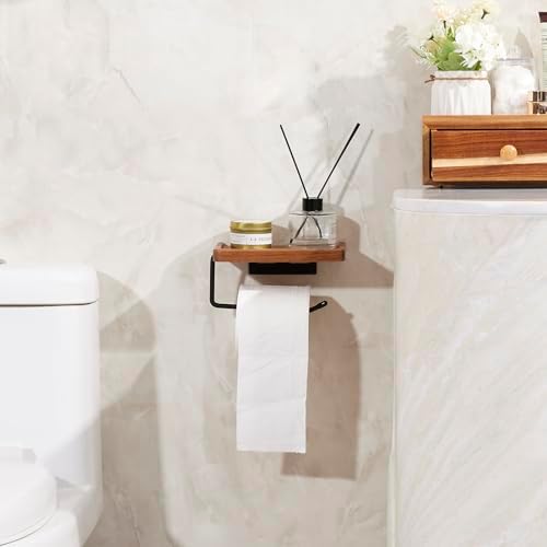 Yangbaga Toilet Paper Holder with Shelf, Wall Mount Bathroom Tissue Storage - Image 5