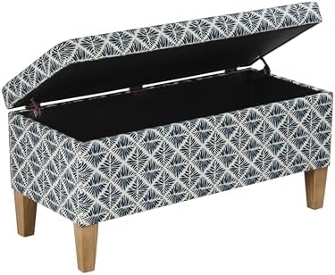 HomePop 36" Decorative Storage Bench - Blue Geometric Pattern - Image 6