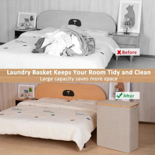 IEGrow Laundry Hamper with Lid,150L Laundry Basket with 2 Mesh Bags,Oatmeal - Image 5