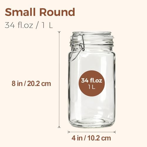 ComSaf Glass Pantry Jars with Airtight Lids 34 oz 3 Pack Coffee Canisters - Image 2