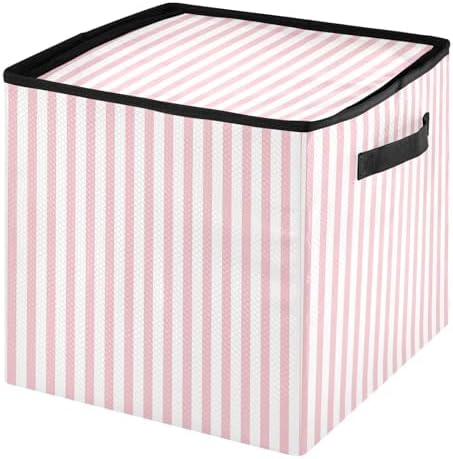 YETTASBIN Pink Stripes Large Christmas Ornament Storage Box with Zipper & Adjustable Dividers, Storage Container with Lid & Handles for 64 Holiday Ornaments 3-Inch, 13 x 13 Inch - Image 2