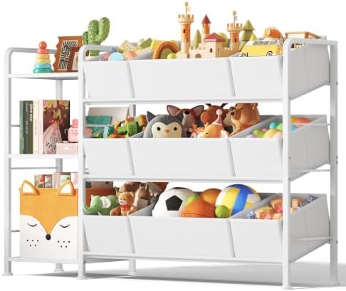 BBLIKE Kids Bookshelf and Toy Storage Organizer with 9 Removable Toy Bins by BBLIKE