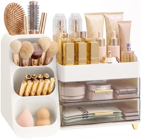SONGMICS Makeup Organizer, Cosmetic Display Case with 2 Drawers by SONGMICSbySONGMICSHOME