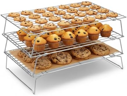 Hunnycook Cooling Racks - 10 * 16 Inch 3PCS Stackable Tall Baking Racks, Stainless Steel Wire Rack for Baking Sheet, Cooling Racks for Cooking and Baking, Oven and Dishwasher Safe by Dedicatedtoenhancingyourdiningexperience
