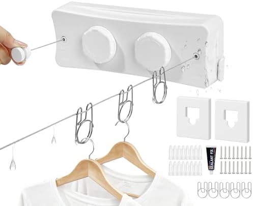 Retractable Clothesline 2X16.7 ft – Heavy-Duty 44 lb, Rust-Proof Stainless Steel, Wall-Mounted Indoor/Outdoor Clothes Line, Easy Install for Bathroom, Balcony & Apartment by HomeisnotjustaplaceIt%E2%80%99sthelittlemomentsyoucreateeveryday