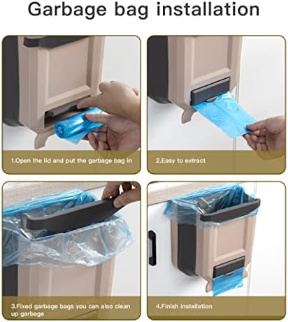 Hanging Kitchen Trash Can, Foldable Waste Bin for Kitchen, Collapsible Hang Small Plastic Garbage Can 2.4 Gallon for Cabinet/Car/Bedroom/Bathroom (Brown) - Image 6