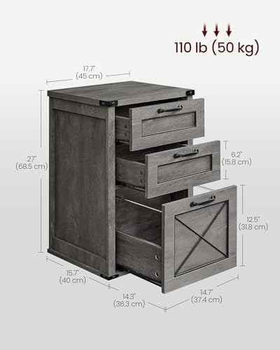 VASAGLE File Cabinet with 3 Drawers, Printer Stand, Fit A4 Letter Size - Image 3