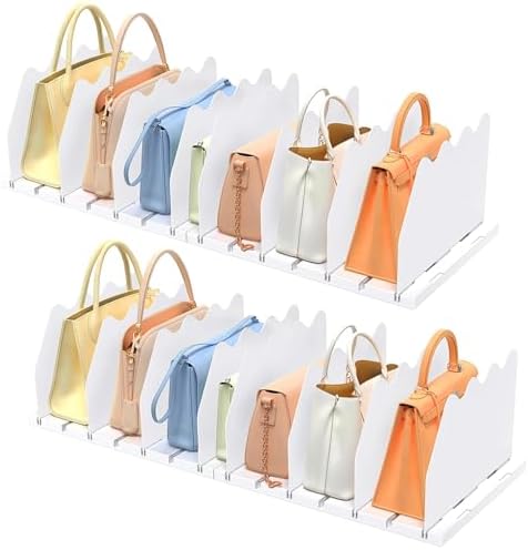 SOYO Adjustable Shelf Dividers for Closet, Purse Organizers for Bag, White by SOYO