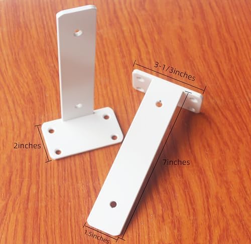 4 Pack - 7 inch White Hidden L Shelf Bracket (1/5 Inch Thicked) Iron Floating Shelf Brackets Rustic Industrial Metal Brackets for Shelf Support - Image 2