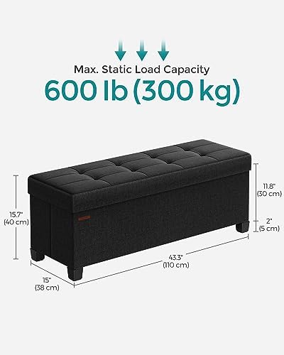 SONGMICS Storage Ottoman Bench, Foldable Foot Rest with Legs - Image 2