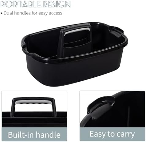 Large Cleaning Supplies Caddy Portable Shower Caddy Basket Black - Image 3