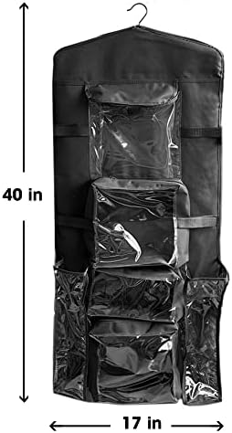 Hanging Gift Wrapping Paper Storage Organizer Bag, Double Sided Multiple Front & Back Pockets Organize Your Gift Wrap, Full Black, 1 Count (Pack of 1) - Image 3
