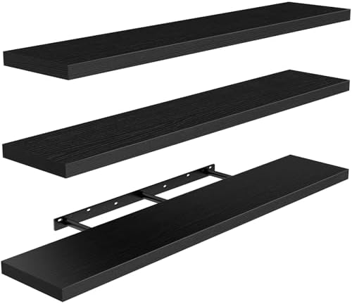 Amada 35.4" Floating Shelves for Wall Decor & Storage, Set of 3, Black by AMADAHOMEFURNISHING