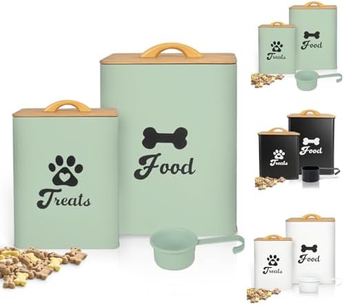 Dog Treat Container 2PCS, Dog Food Storage Container with Lids Airtight, Dog Treat Jars for Kitchen Counter-7+3Lbs (Saga Green) by Dekosilave