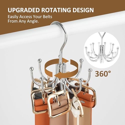 ZEDODIER 2 Pack Belt Hanger, Belt Organizer for Closet 360° Rotatable - Image 2