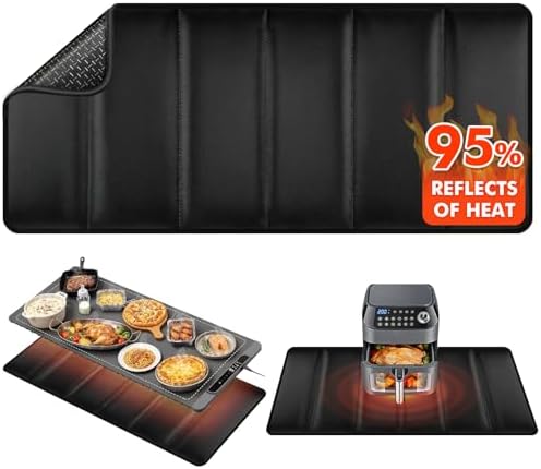 Heat Resistant Mats for Countertop/Air Fryer, 35.4×15.4 in, Black by Amerbro